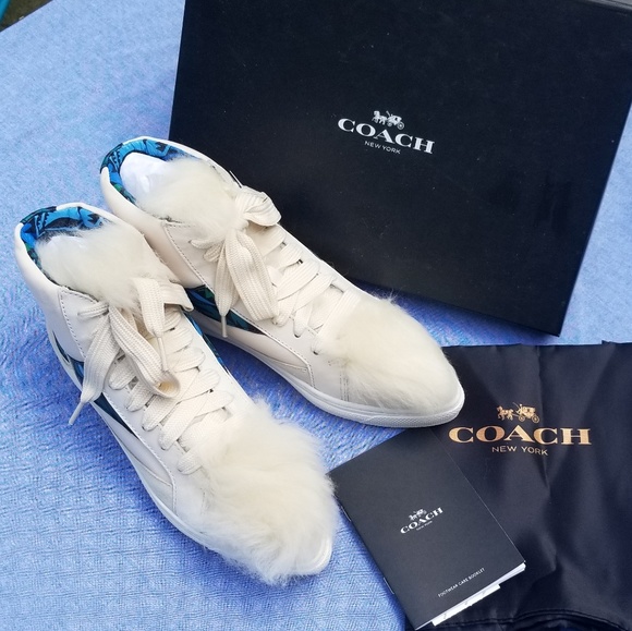 Coach c103 chalk/chalk pointy toe hightops NIB - Picture 2 of 5